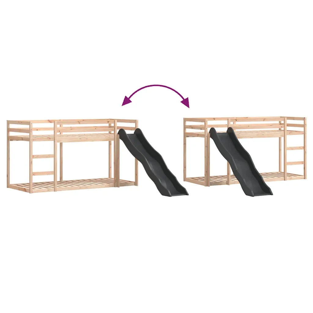 Letto singolo | Letto per adulti | Letto a Castello Scivolo e Scala 80x200 cm Legno Massello Pino - Image 8