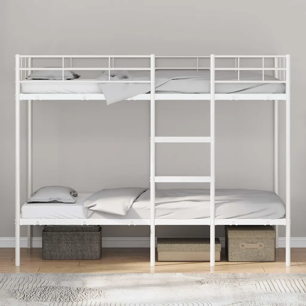 Letto singolo | Letto per adulti | Letto a Castello senza Materasso Bianco 100x190 cm in Acciaio - Image 3