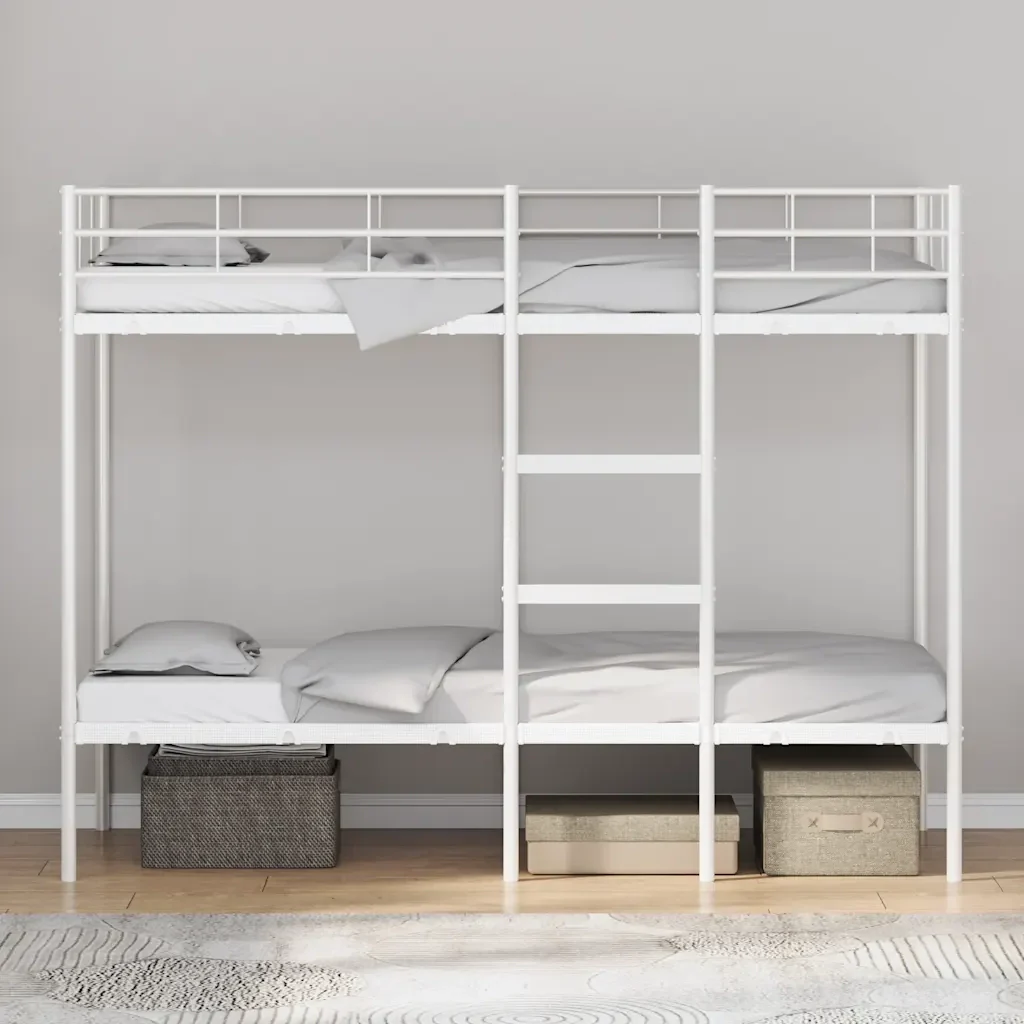 Letto singolo | Letto per adulti | Letto a Castello senza Materasso Bianco 75x190 cm in Acciaio - Image 4