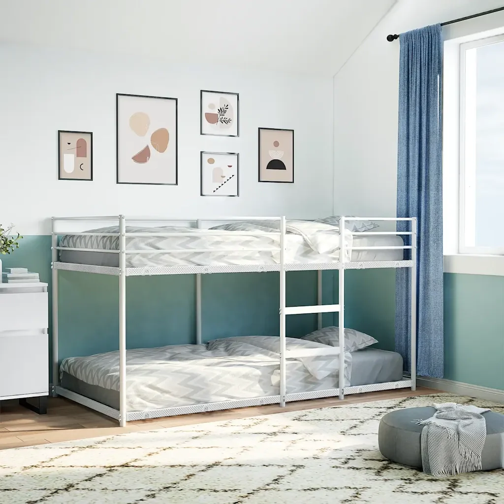 Letto singolo | Letto per adulti | Letto a Castello senza Materasso Bianco 75x190 cm in Acciaio - Image 3