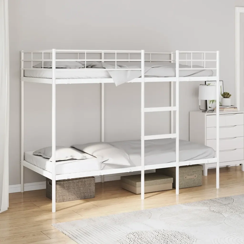 Letto singolo | Letto per adulti | Letto a Castello senza Materasso Bianco 80x200 cm in Acciaio - Image 2