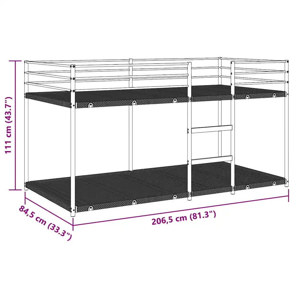 Letto singolo | Letto per adulti | Letto a Castello senza Materasso Bianco 80x200 cm in Acciaio - Image 10