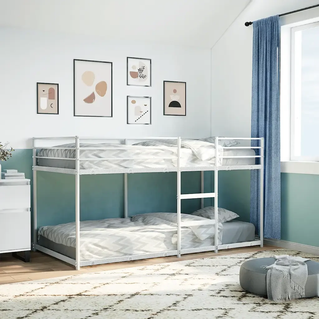 Letto singolo | Letto per adulti | Letto a Castello senza Materasso Bianco 80x200 cm in Acciaio - Image 4