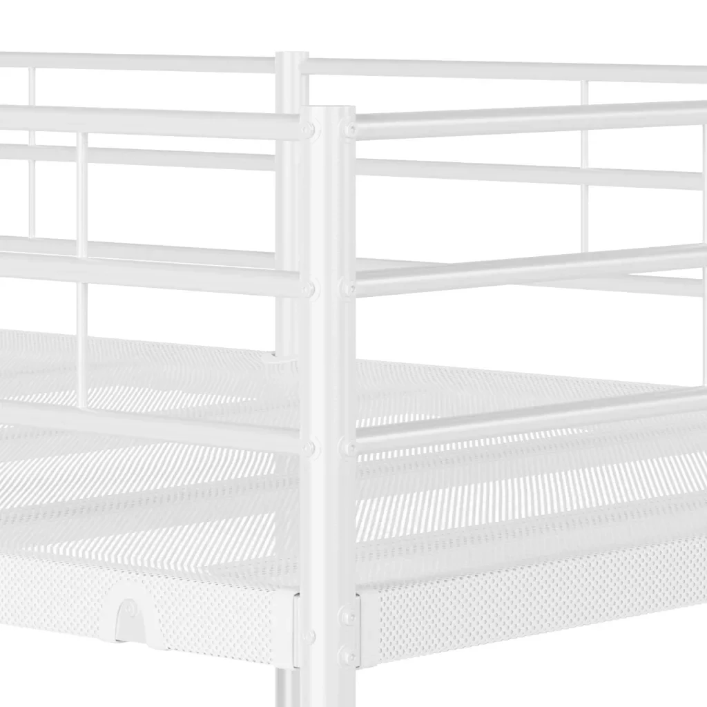 Letto singolo | Letto per adulti | Letto a Castello senza Materasso Bianco 90x190 cm in Acciaio - Image 8