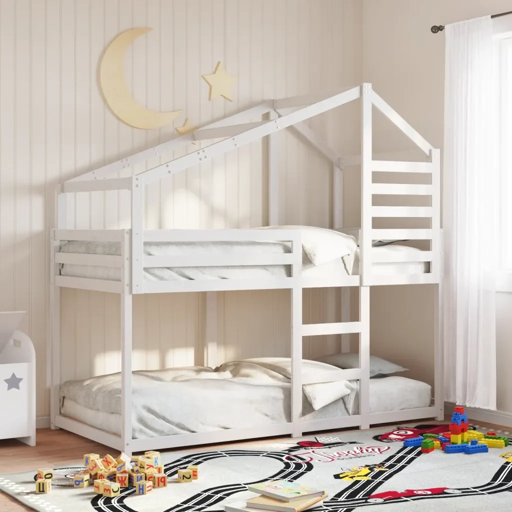 Letto singolo | Letto per adulti | Letto a Castello senza Materasso Bianco 90x190cm Massello Pino - Image 2