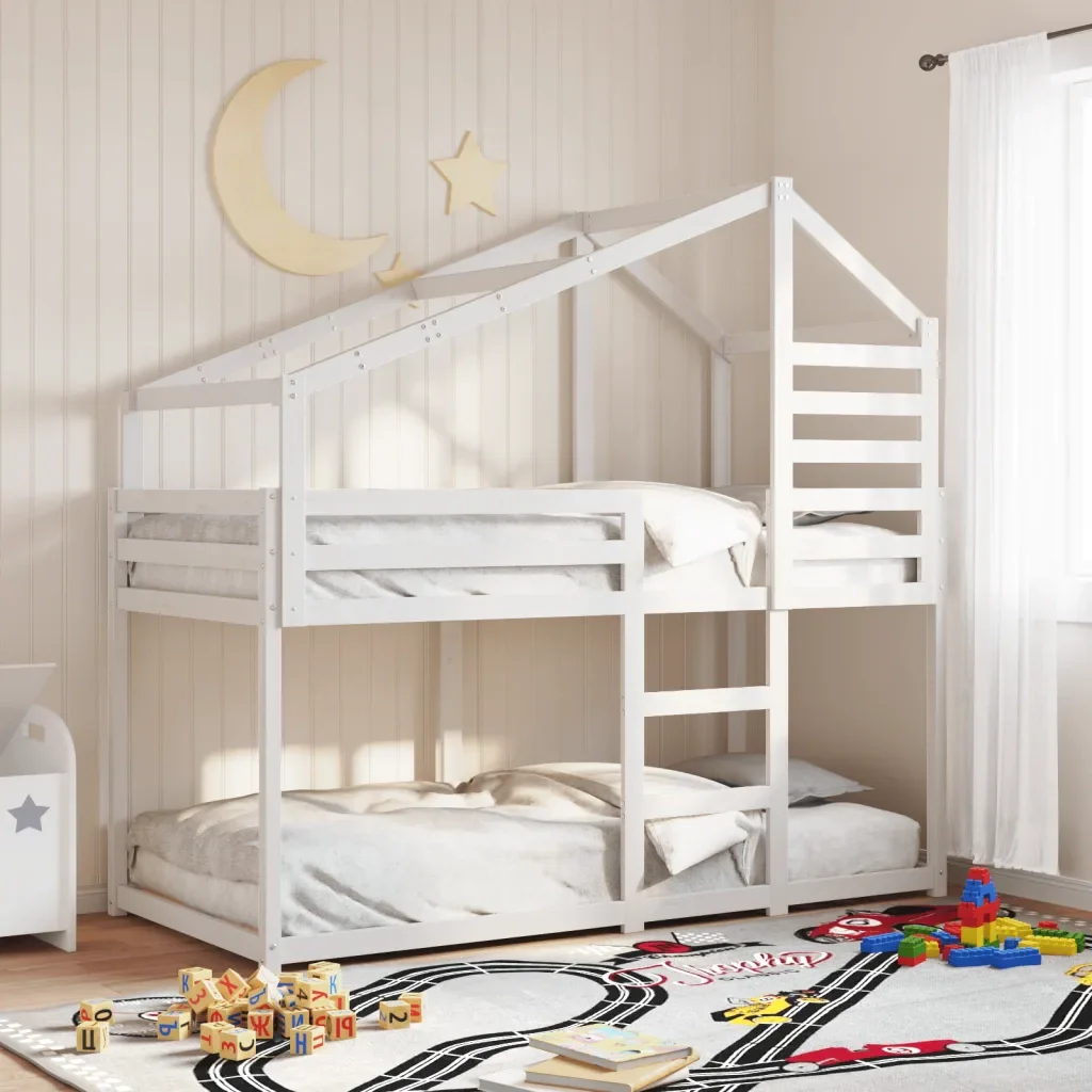Letto singolo | Letto per adulti | Letto a Castello senza Materasso Bianco 90x190cm Massello Pino - Image 2