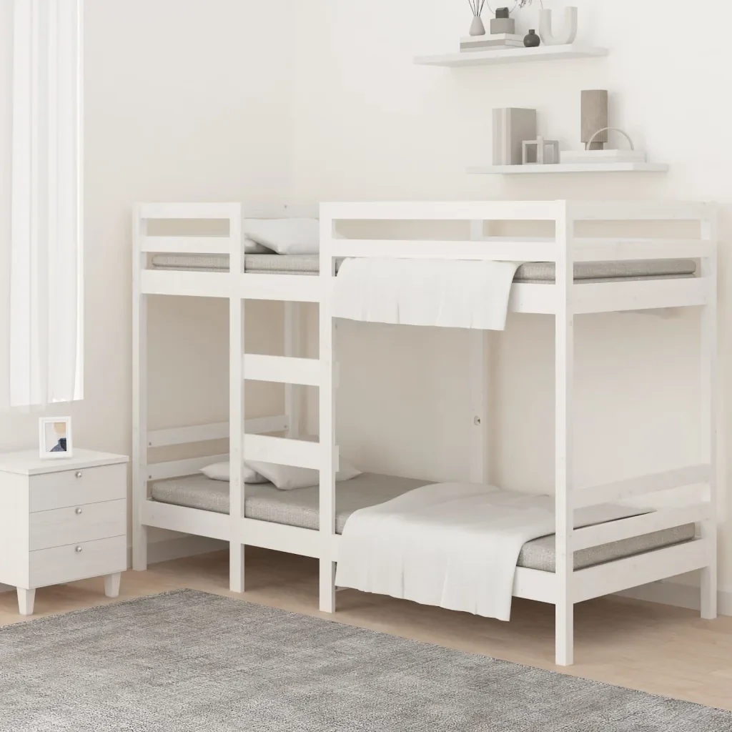 Letto singolo | Letto per adulti | Letto a Castello senza Materasso Bianco 90x190cm Massello Pino - Image 3