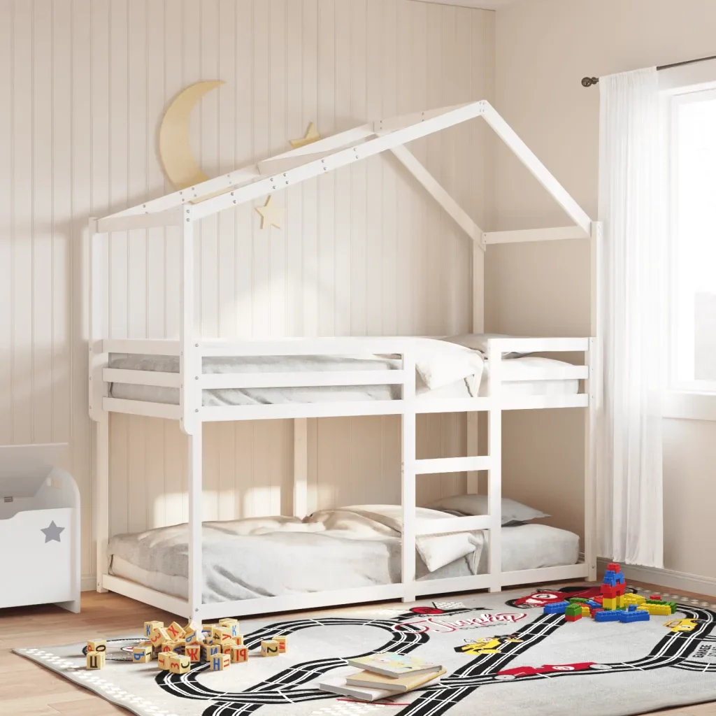 Letto singolo | Letto per adulti | Letto a Castello senza Materasso Bianco 90x190cm Massello Pino - Image 2