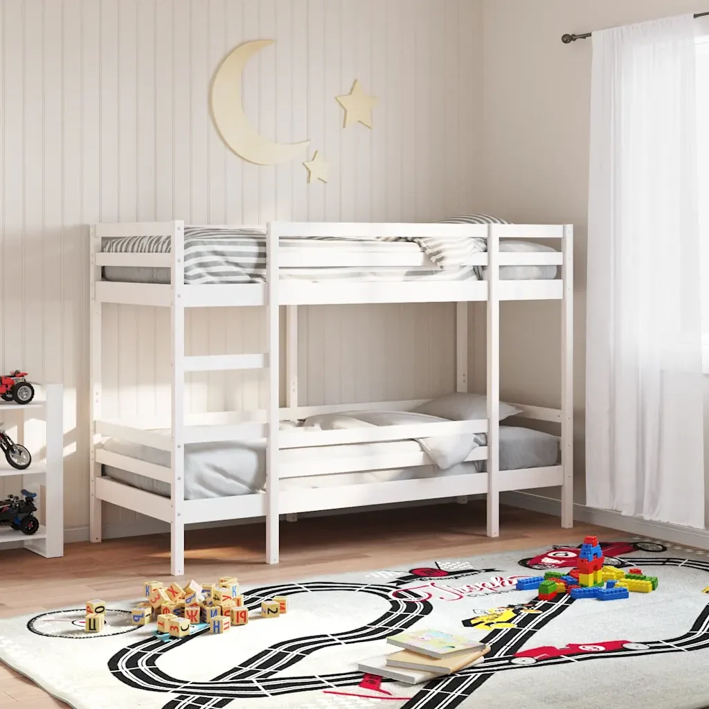Letto singolo | Letto per adulti | Letto a Castello senza Materasso Bianco 90x190cm Massello Pino - Image 2