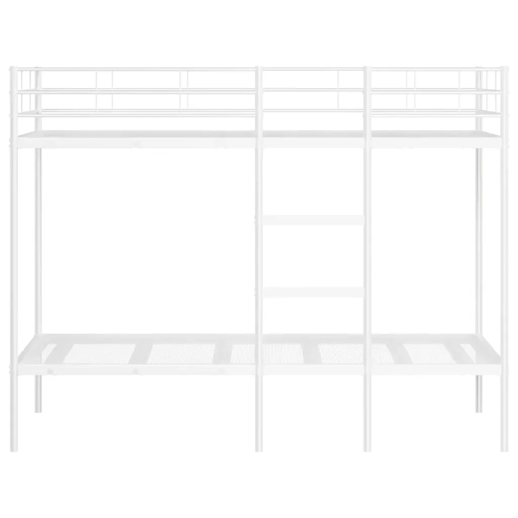 Letto singolo | Letto per adulti | Letto a Castello senza Materasso Bianco 90x200 cm in Acciaio - Image 5
