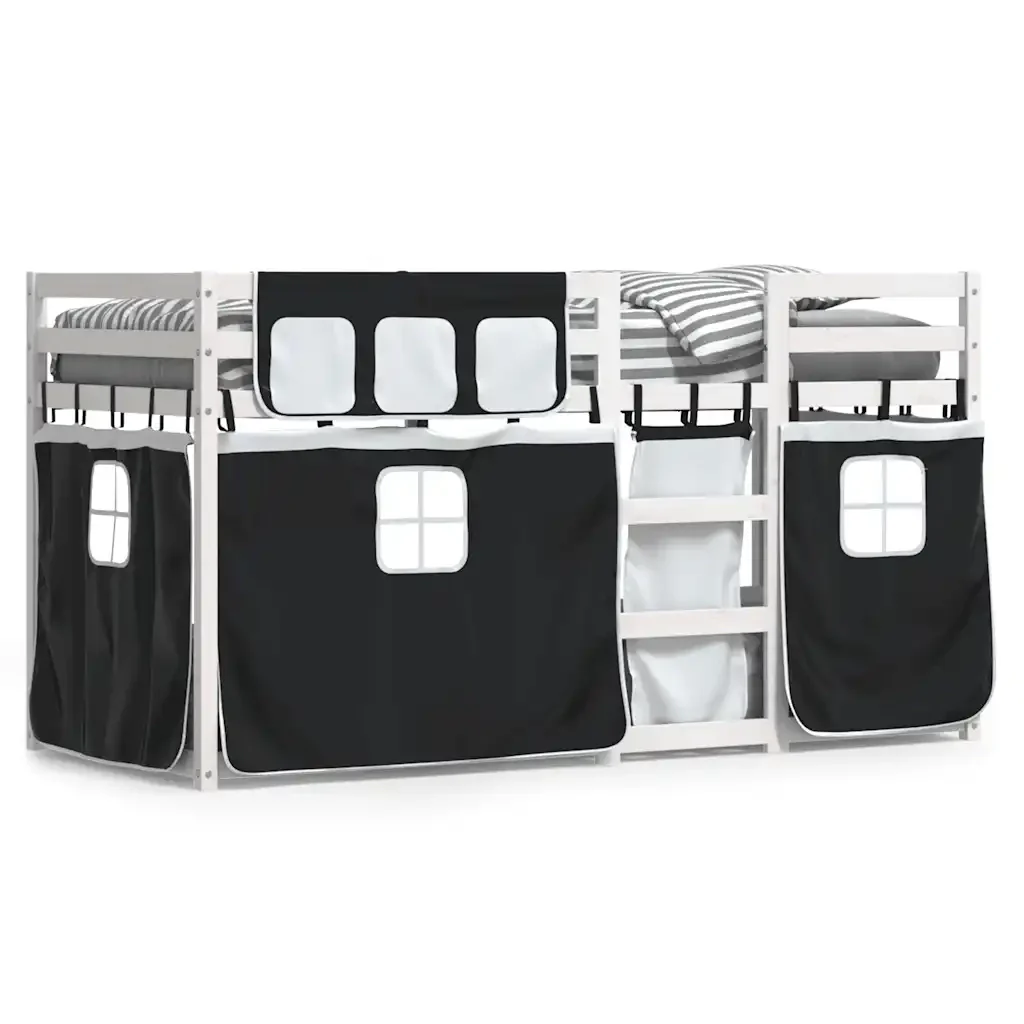 Letto singolo | Letto per adulti | Letto a Castello senza Materasso Bianco e Nero 75x190 cm inPino