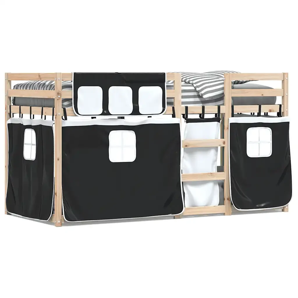 Letto singolo | Letto per adulti | Letto a Castello senza Materasso Bianco e Nero 75x190 cm inPino