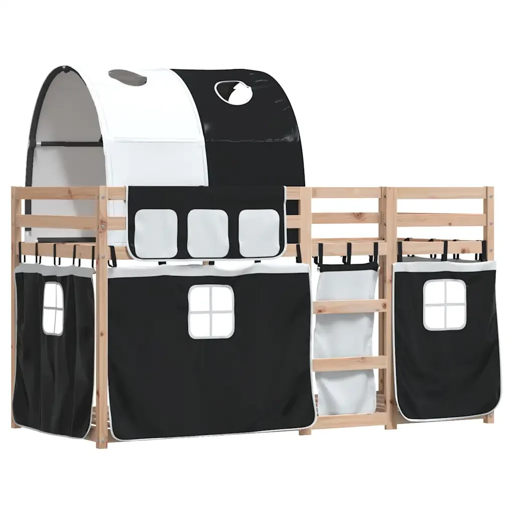Letto singolo | Letto per adulti | Letto a Castello senza Materasso Bianco e Nero 75x190 cm inPino - Image 4