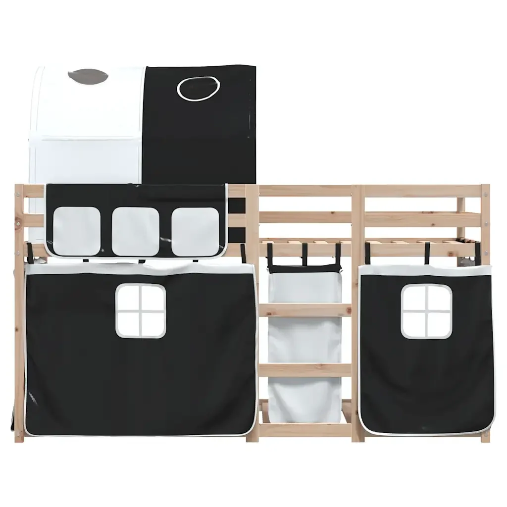 Letto singolo | Letto per adulti | Letto a Castello senza Materasso Bianco e Nero 75x190 cm inPino - Image 5