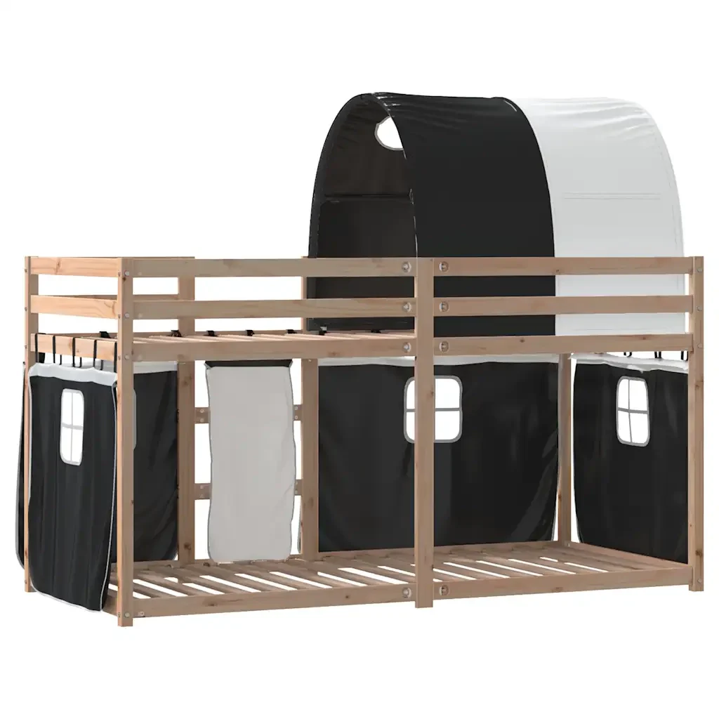 Letto singolo | Letto per adulti | Letto a Castello senza Materasso Bianco e Nero 75x190 cm inPino - Image 7