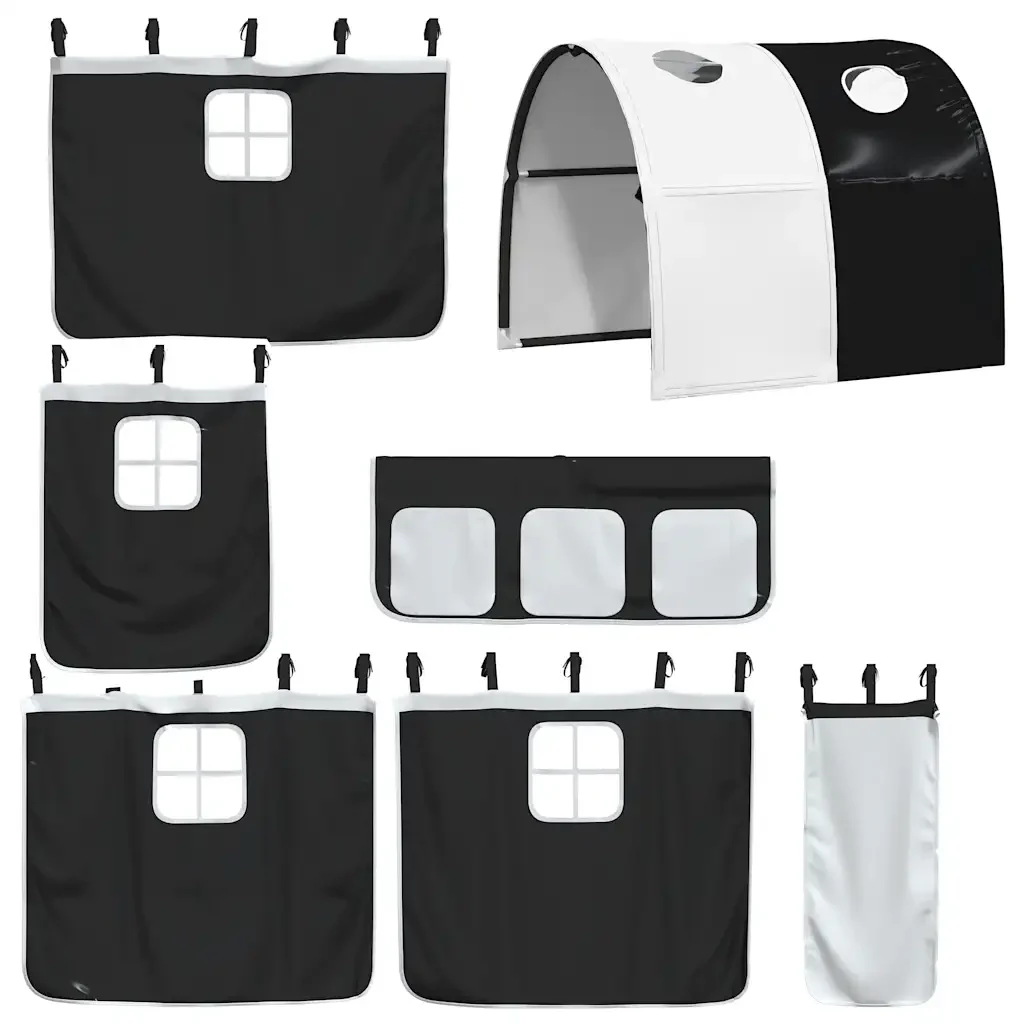 Letto singolo | Letto per adulti | Letto a Castello senza Materasso Bianco e Nero 75x190 cm inPino - Image 9