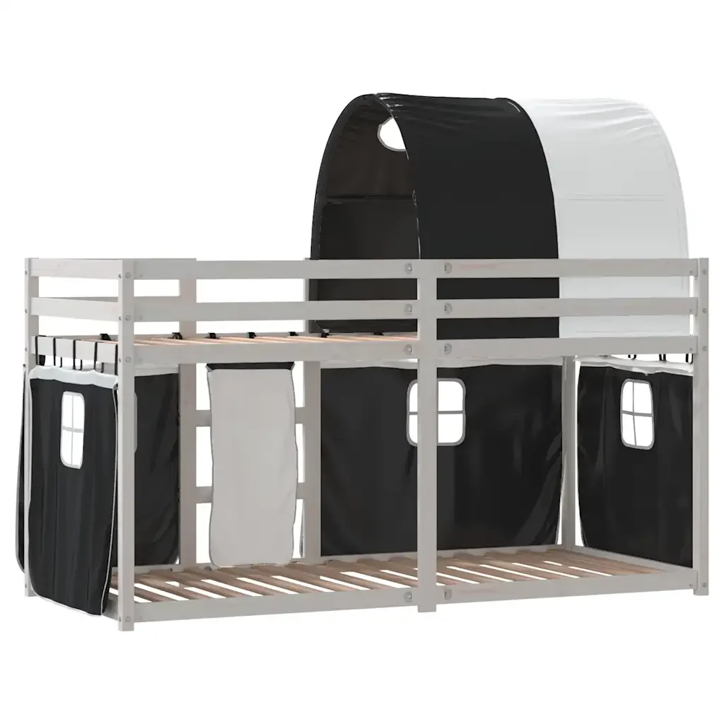 Letto singolo | Letto per adulti | Letto a Castello senza Materasso Bianco e Nero 75x190 cm inPino - Image 7