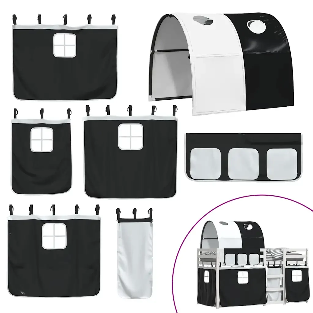 Letto singolo | Letto per adulti | Letto a Castello senza Materasso Bianco e Nero 80x200cm in Pino - Image 10