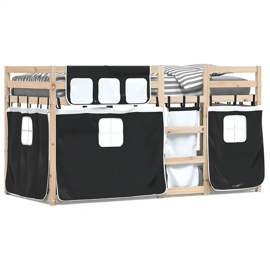 Letto singolo | Letto per adulti | Letto a Castello senza Materasso Bianco e Nero 80x200cm in Pino