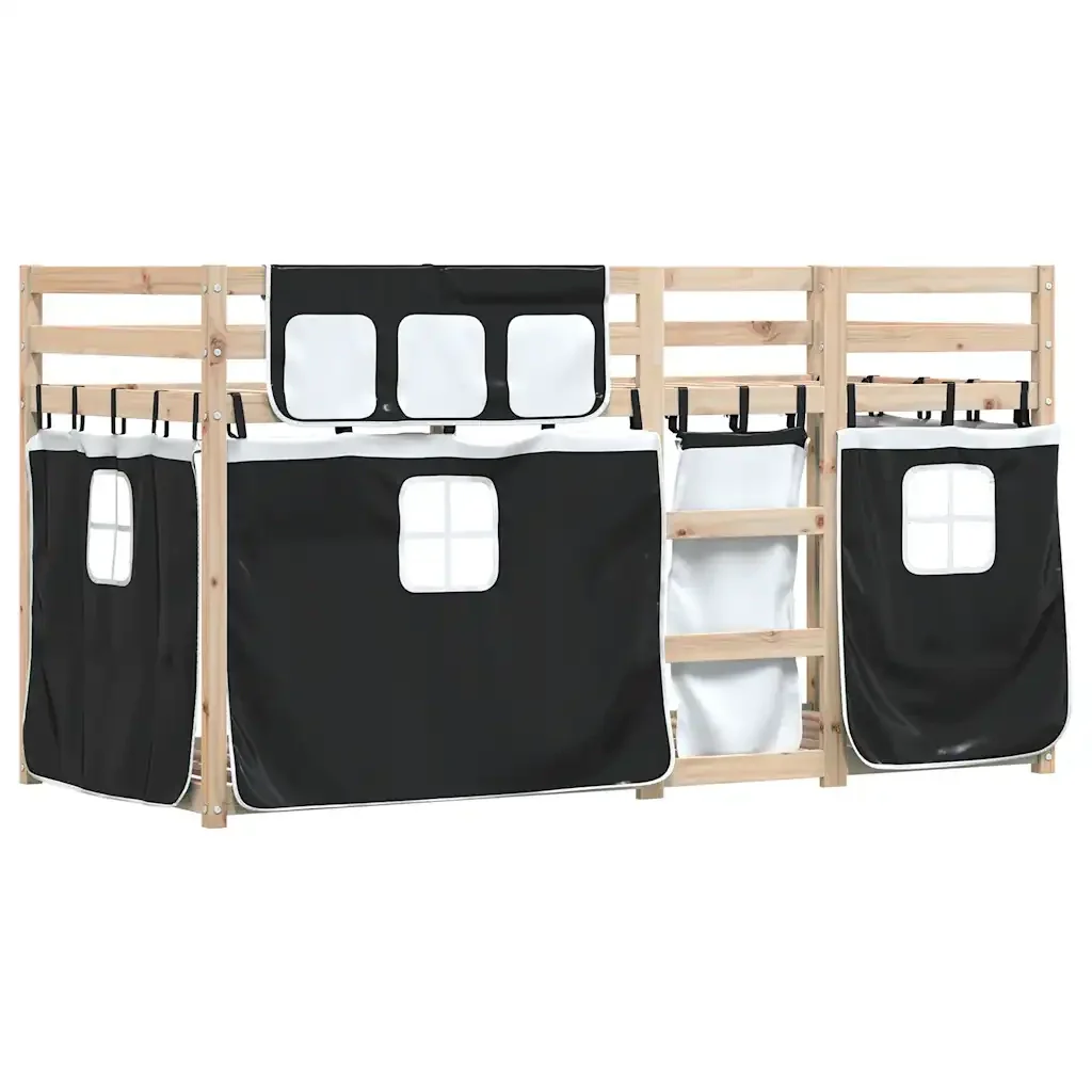 Letto singolo | Letto per adulti | Letto a Castello senza Materasso Bianco e Nero 80x200cm in Pino - Image 4