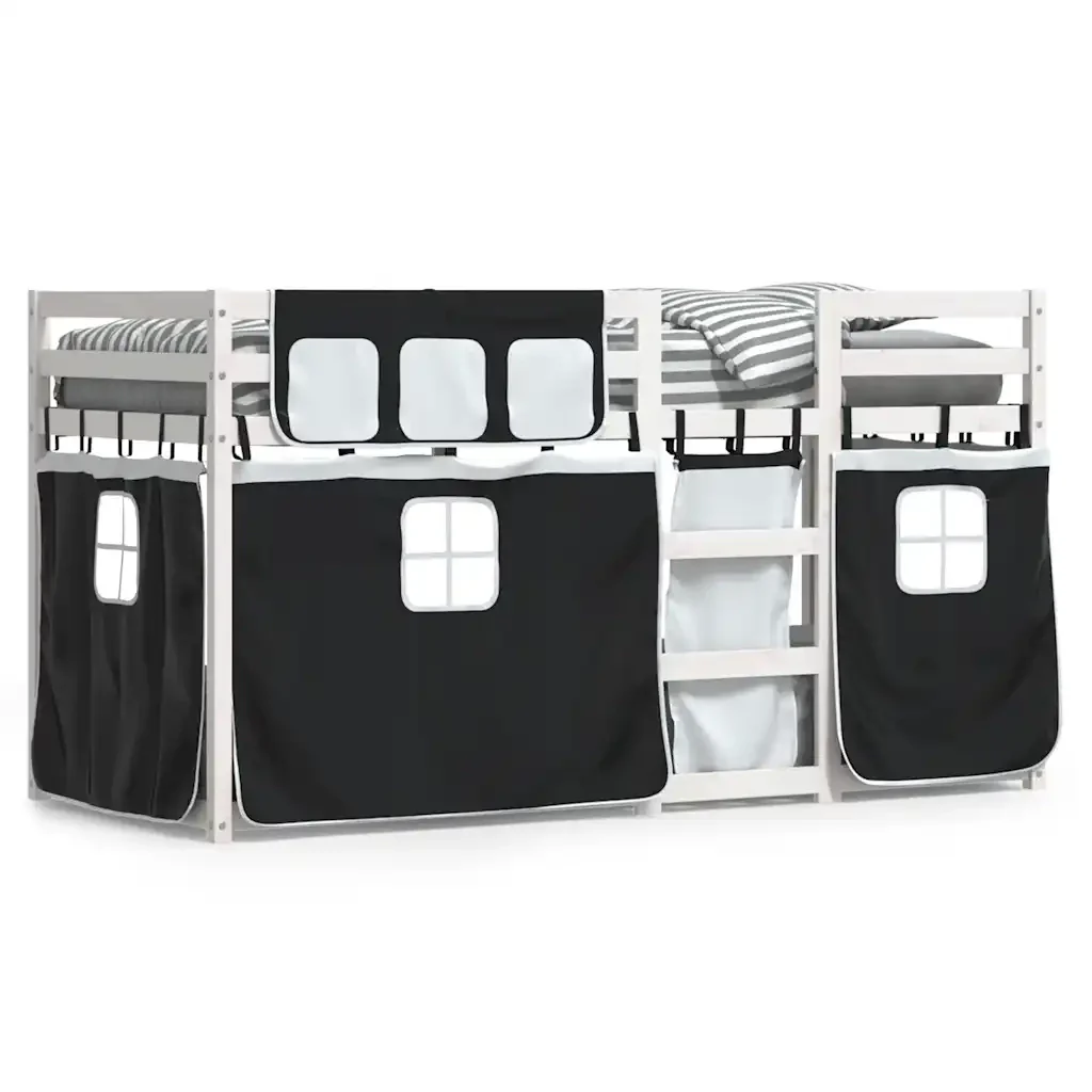 Letto singolo | Letto per adulti | Letto a Castello senza Materasso Bianco e Nero 80x200cm in Pino