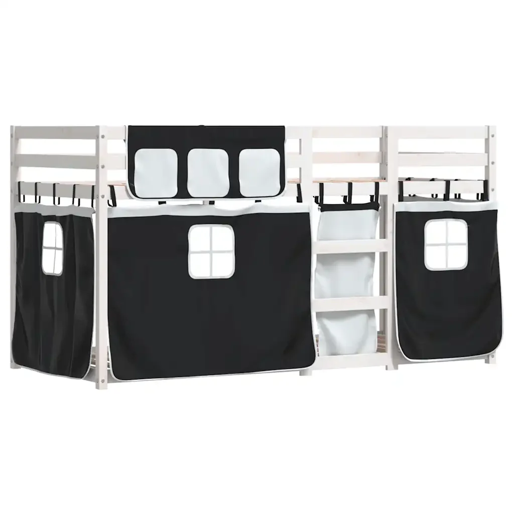 Letto singolo | Letto per adulti | Letto a Castello senza Materasso Bianco e Nero 80x200cm in Pino - Image 3
