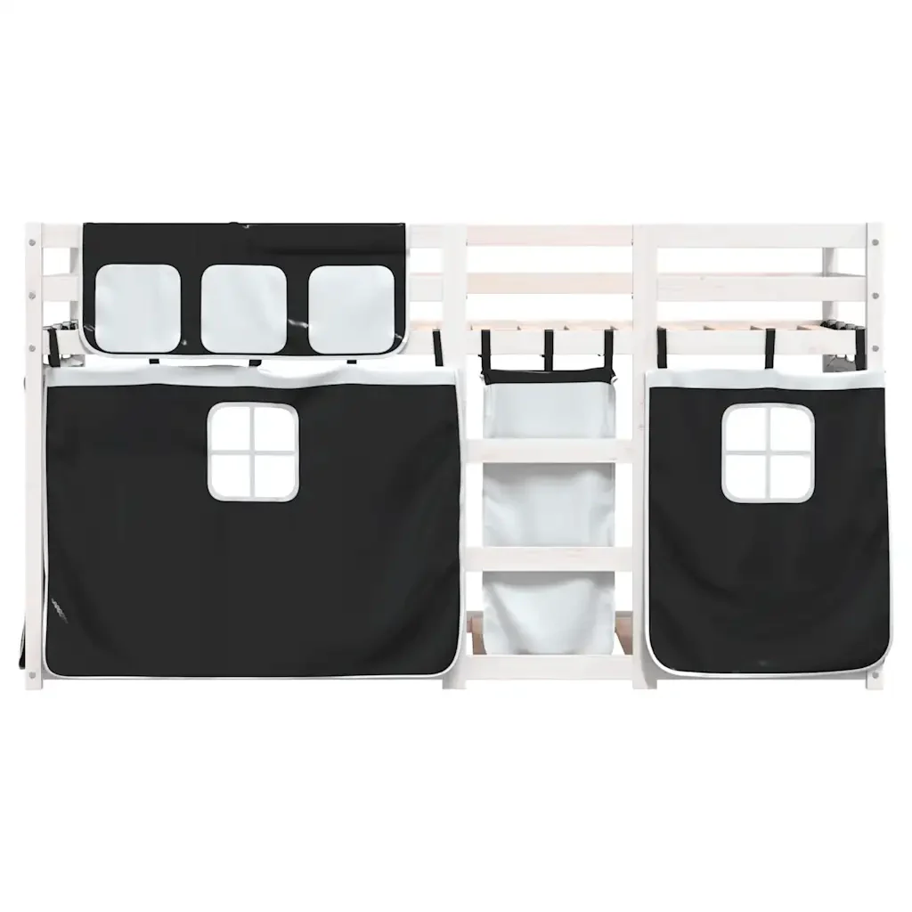 Letto singolo | Letto per adulti | Letto a Castello senza Materasso Bianco e Nero 80x200cm in Pino - Image 5