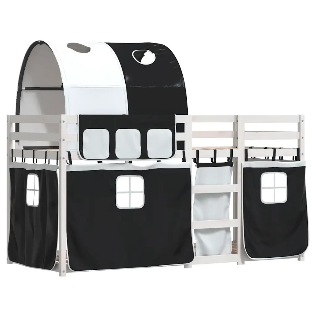 Letto singolo | Letto per adulti | Letto a Castello senza Materasso Bianco e Nero 80x200cm in Pino - Image 4