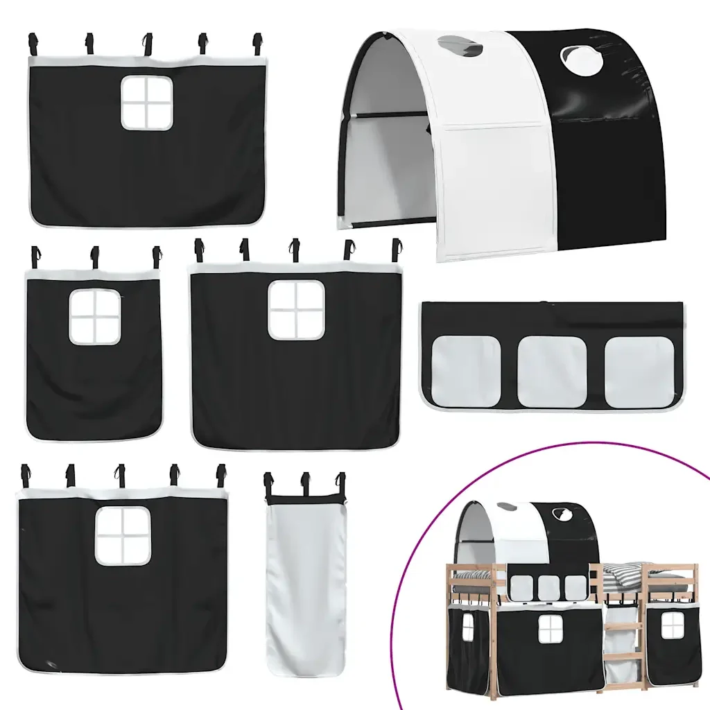 Letto singolo | Letto per adulti | Letto a Castello senza Materasso Bianco e Nero 80x200cm in Pino - Image 10