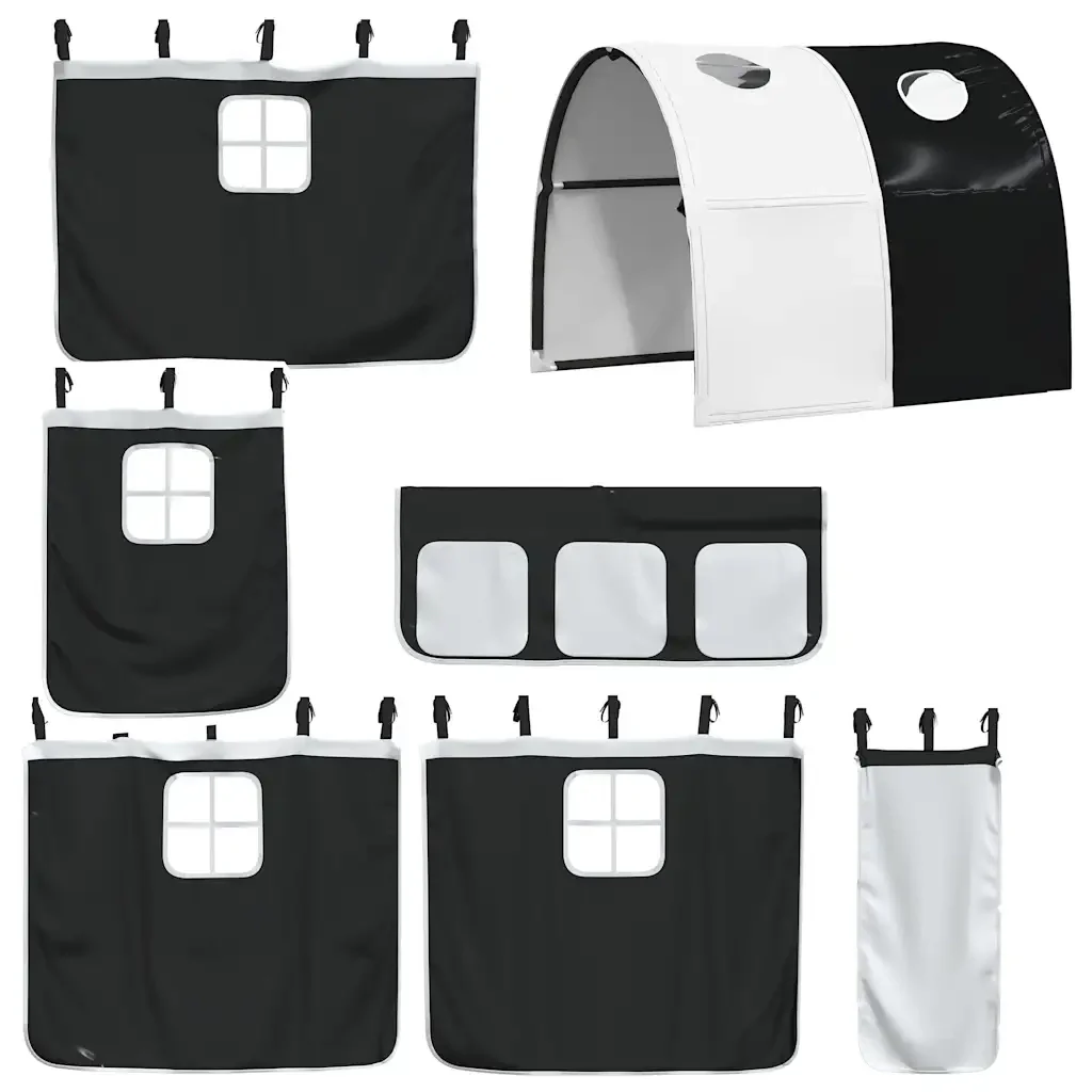 Letto singolo | Letto per adulti | Letto a Castello senza Materasso Bianco e Nero 80x200cm in Pino - Image 9
