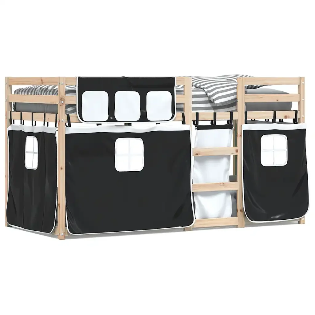 Letto singolo | Letto per adulti | Letto a Castello senza Materasso Bianco e Nero 90x190cm in Pino