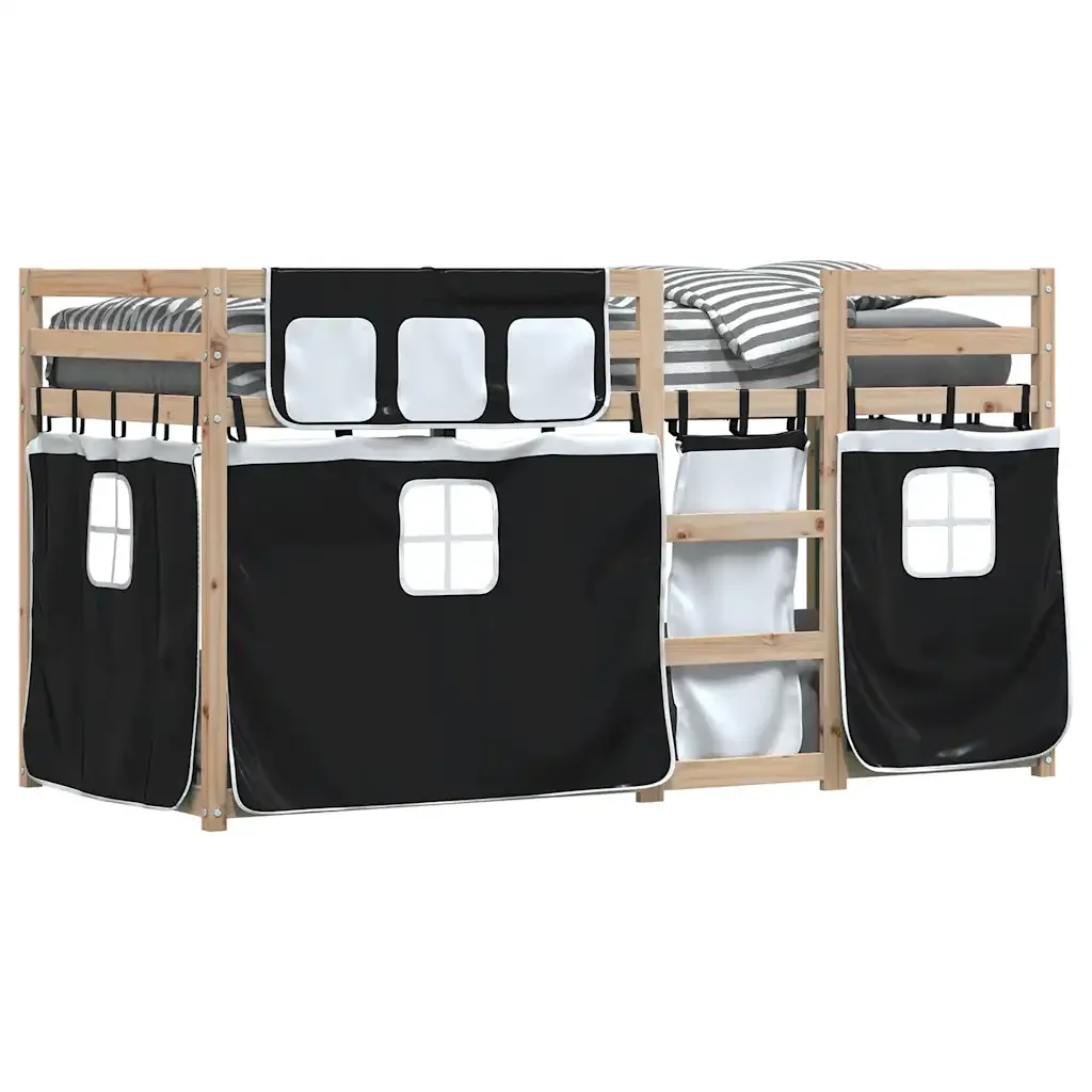 Letto singolo | Letto per adulti | Letto a Castello senza Materasso Bianco e Nero 90x190cm in Pino - Image 4