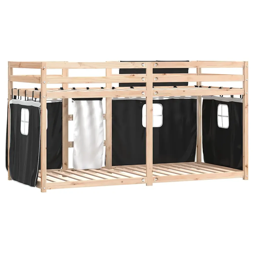Letto singolo | Letto per adulti | Letto a Castello senza Materasso Bianco e Nero 90x190cm in Pino - Image 6
