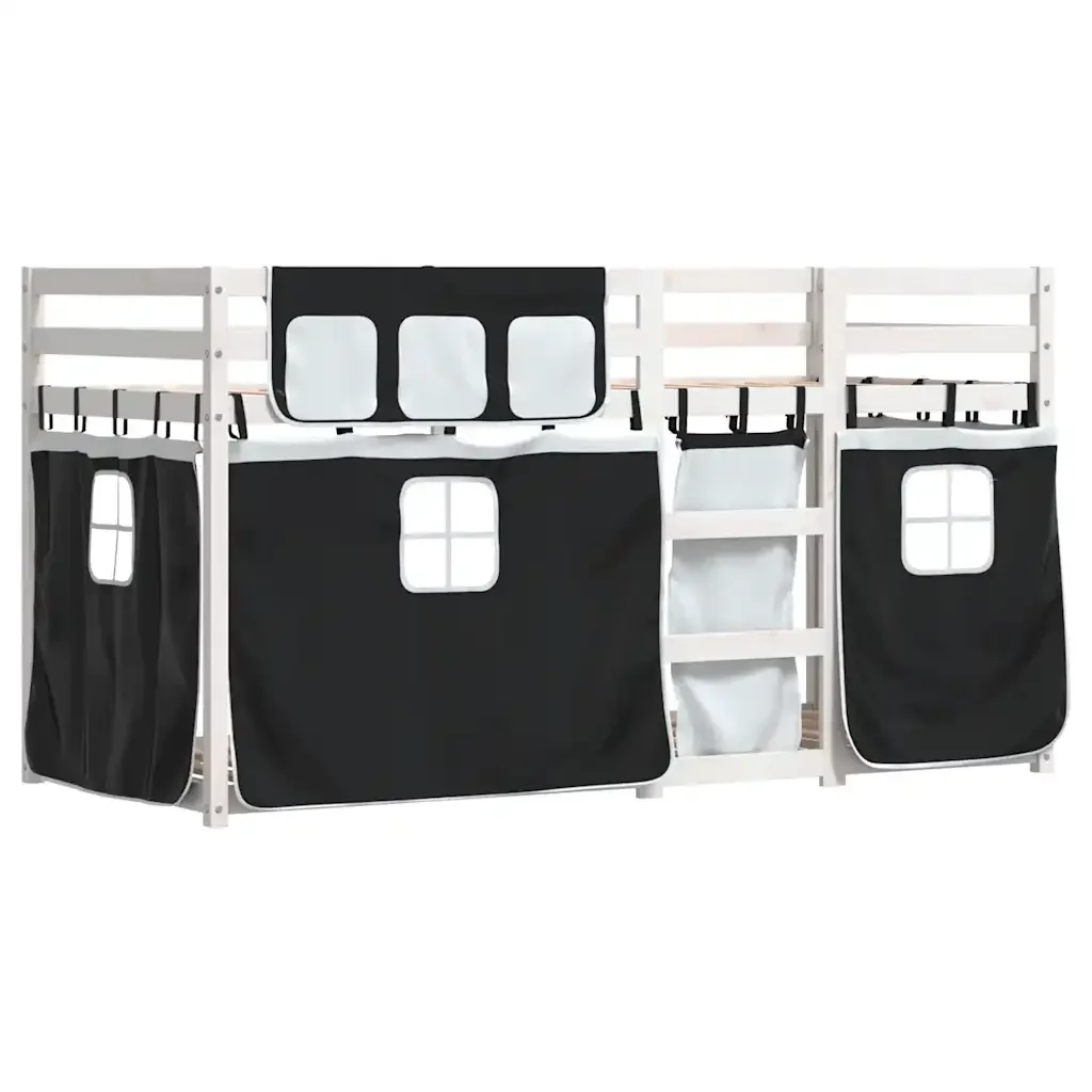 Letto singolo | Letto per adulti | Letto a Castello senza Materasso Bianco e Nero 90x190cm in Pino - Image 3