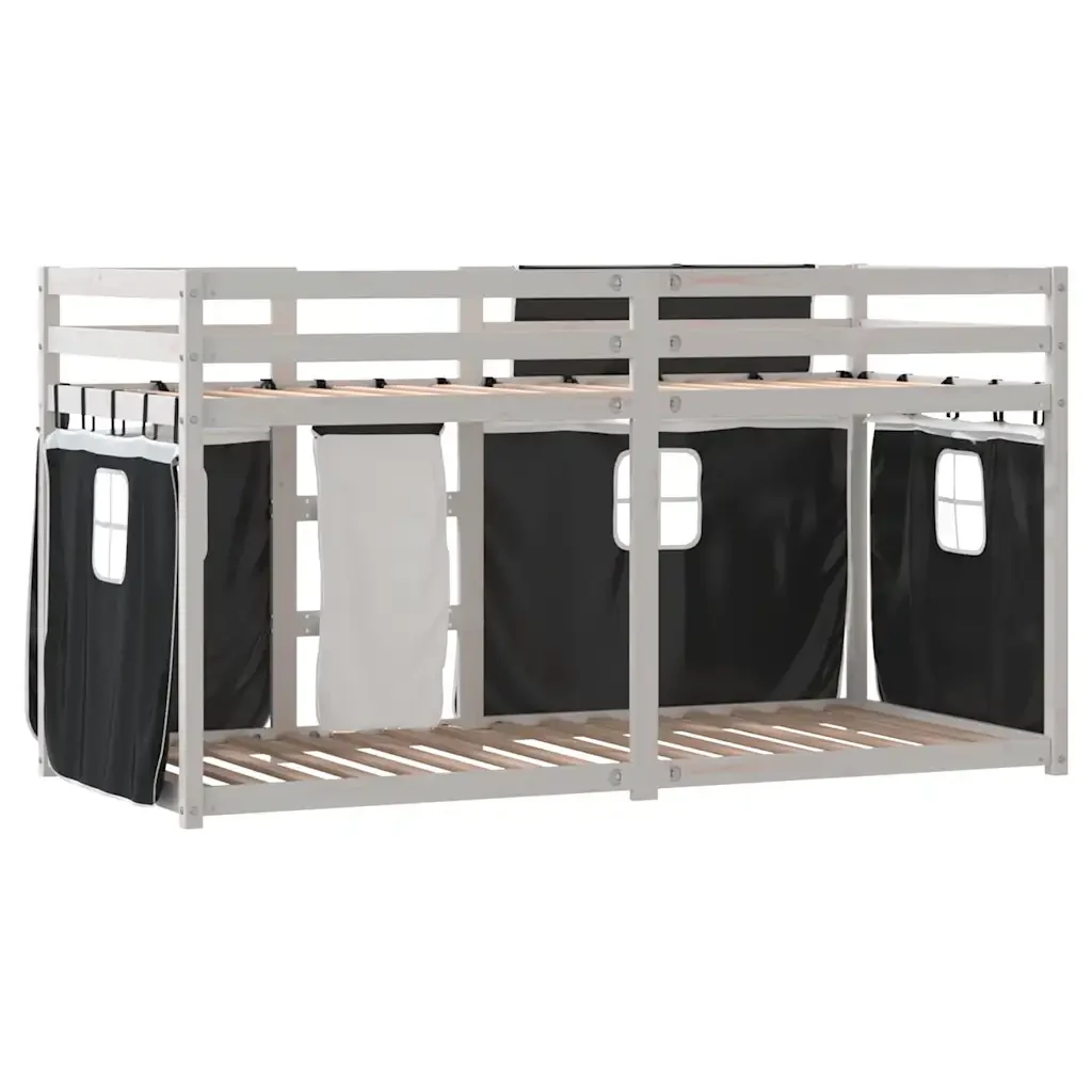 Letto singolo | Letto per adulti | Letto a Castello senza Materasso Bianco e Nero 90x190cm in Pino - Image 7