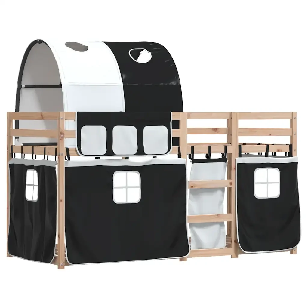 Letto singolo | Letto per adulti | Letto a Castello senza Materasso Bianco e Nero 90x190cm in Pino - Image 4