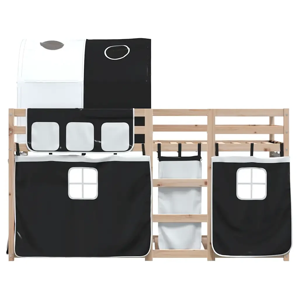 Letto singolo | Letto per adulti | Letto a Castello senza Materasso Bianco e Nero 90x190cm in Pino - Image 5