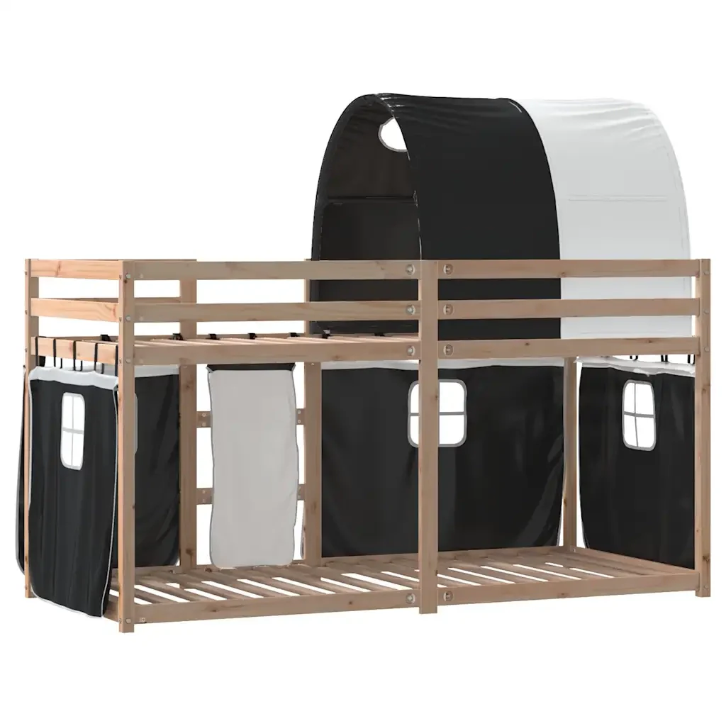 Letto singolo | Letto per adulti | Letto a Castello senza Materasso Bianco e Nero 90x190cm in Pino - Image 7
