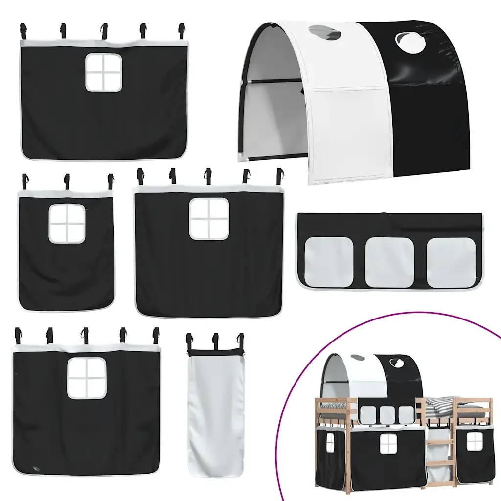 Letto singolo | Letto per adulti | Letto a Castello senza Materasso Bianco e Nero 90x190cm in Pino - Image 10