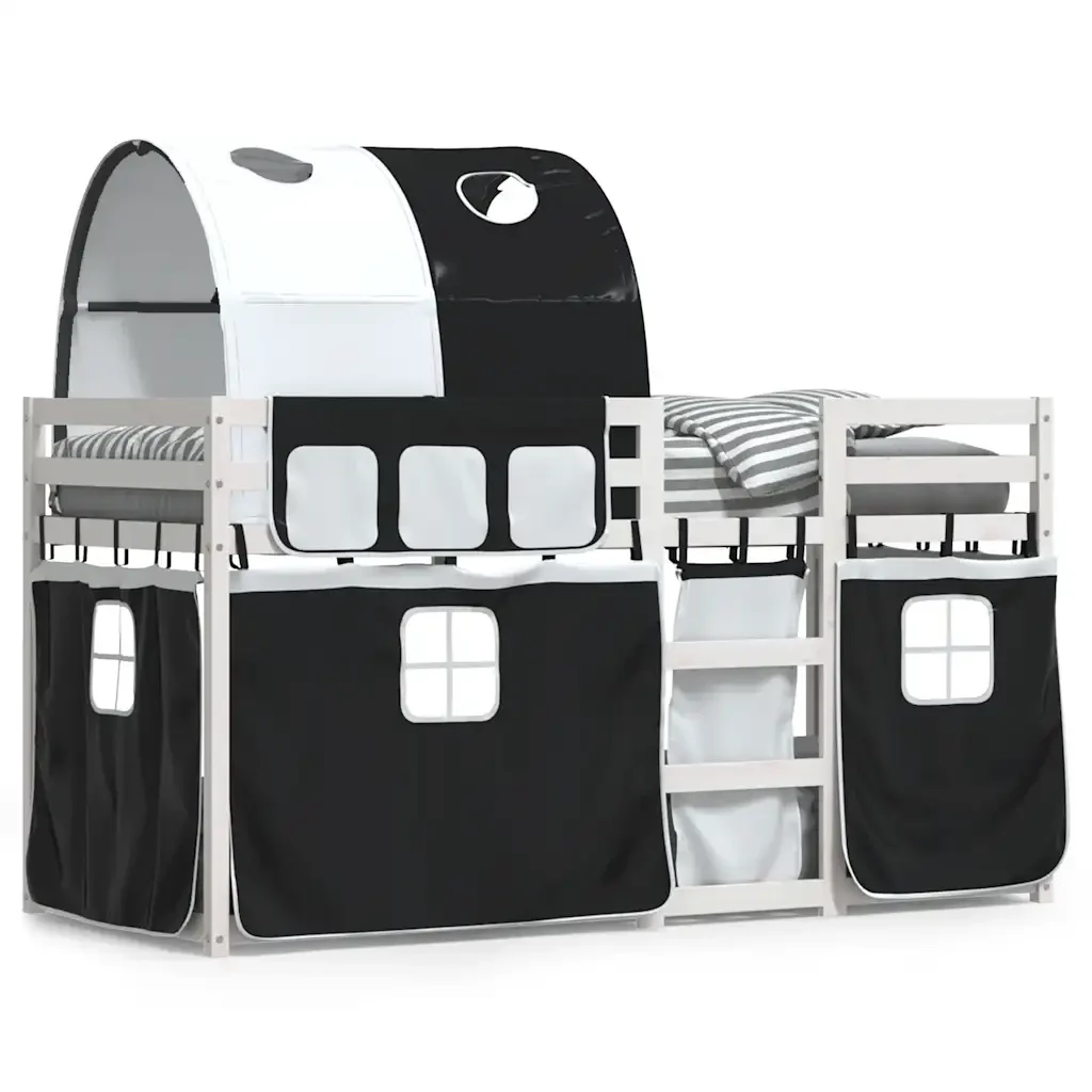 Letto singolo | Letto per adulti | Letto a Castello senza Materasso Bianco e Nero 90x190cm in Pino
