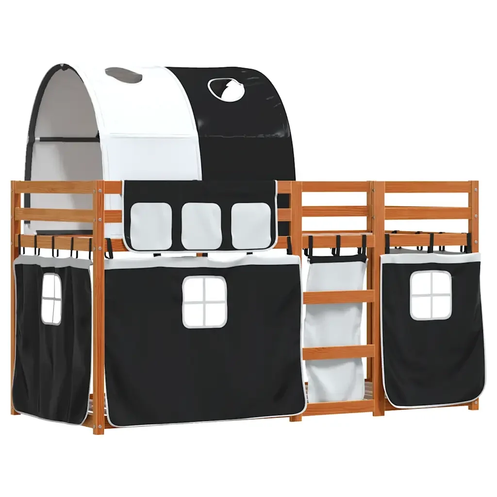 Letto singolo | Letto per adulti | Letto a Castello senza Materasso Bianco e Nero 90x190cm in Pino - Image 4
