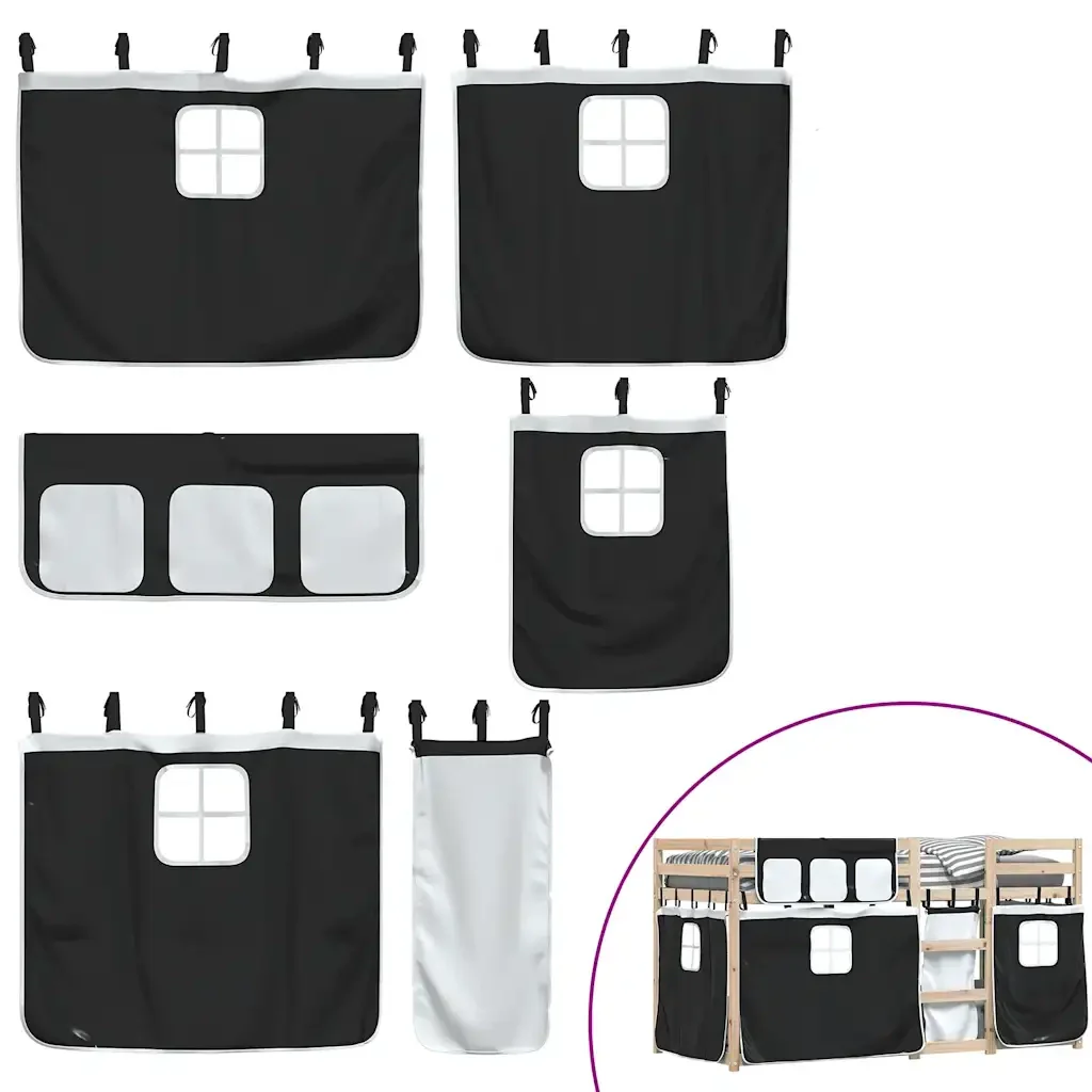 Letto singolo | Letto per adulti | Letto a Castello senza Materasso Bianco e Nero 90x200cm in Pino - Image 10