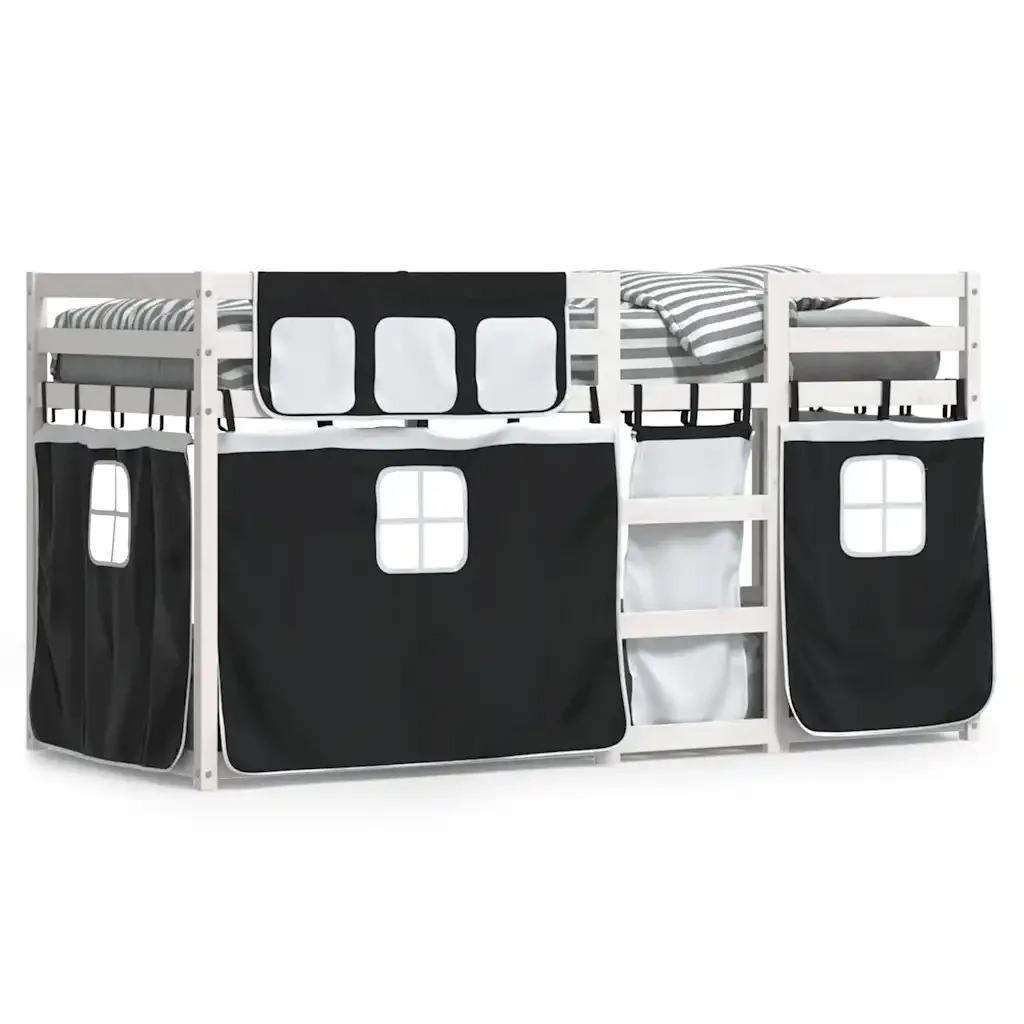 Letto singolo | Letto per adulti | Letto a Castello senza Materasso Bianco e Nero 90x200cm in Pino