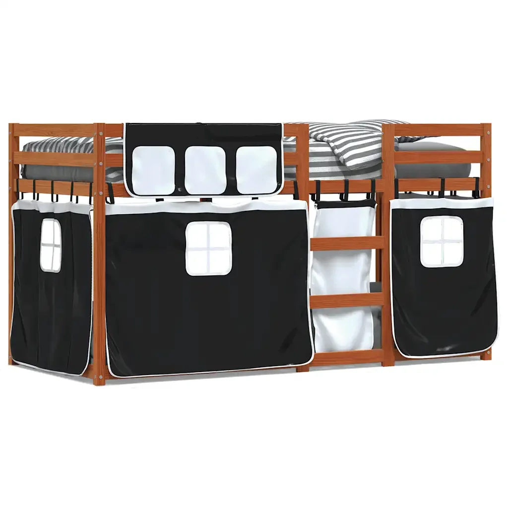 Letto singolo | Letto per adulti | Letto a Castello senza Materasso Bianco e Nero 90x200cm in Pino