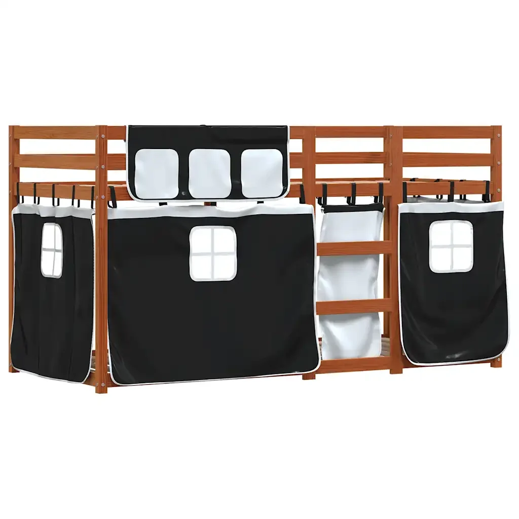 Letto singolo | Letto per adulti | Letto a Castello senza Materasso Bianco e Nero 90x200cm in Pino - Image 3