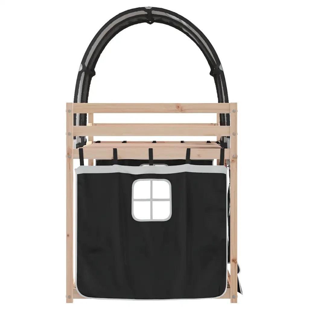 Letto singolo | Letto per adulti | Letto a Castello senza Materasso Bianco e Nero 90x200cm in Pino - Image 6