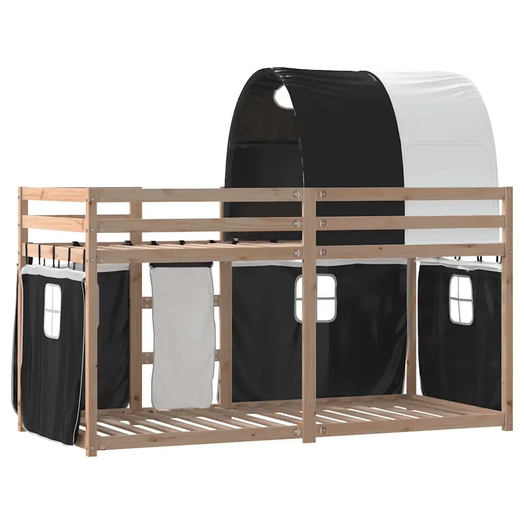 Letto singolo | Letto per adulti | Letto a Castello senza Materasso Bianco e Nero 90x200cm in Pino - Image 7