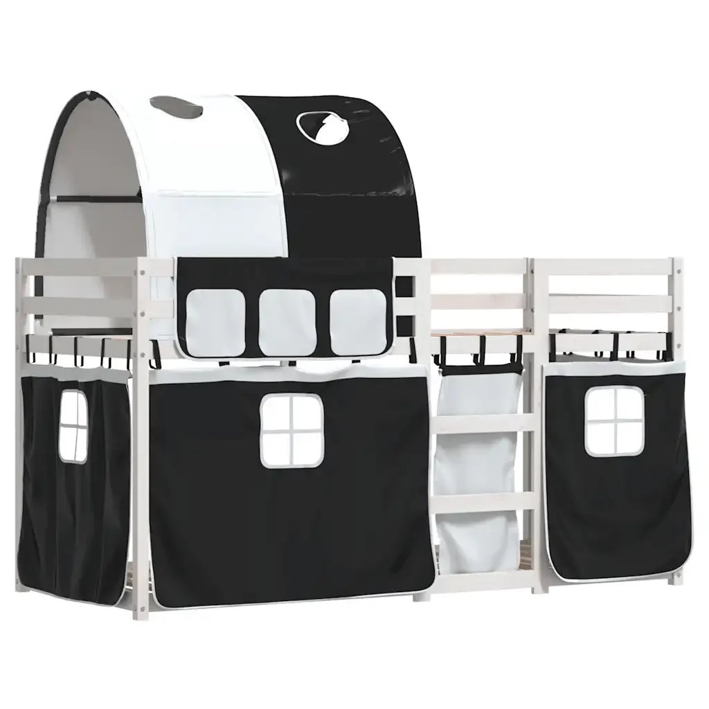 Letto singolo | Letto per adulti | Letto a Castello senza Materasso Bianco e Nero 90x200cm in Pino - Image 4