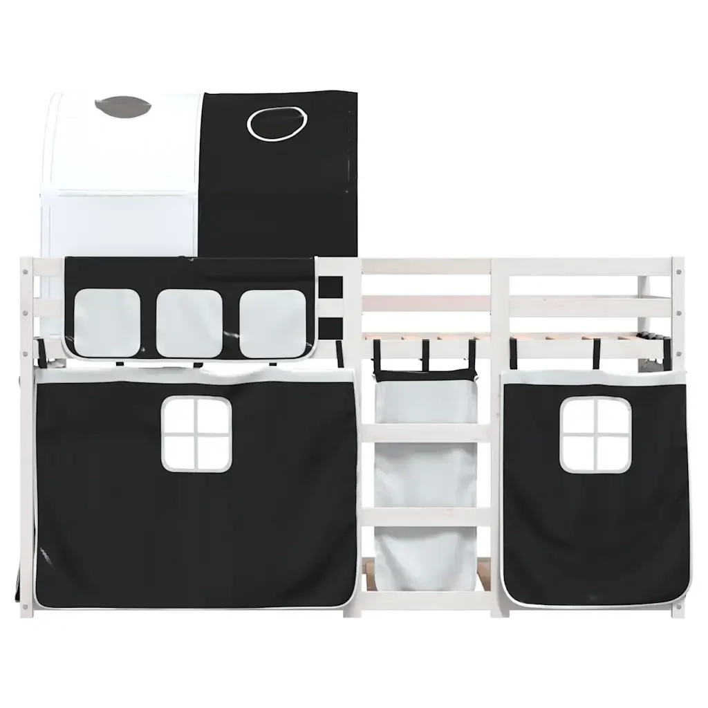 Letto singolo | Letto per adulti | Letto a Castello senza Materasso Bianco e Nero 90x200cm in Pino - Image 5
