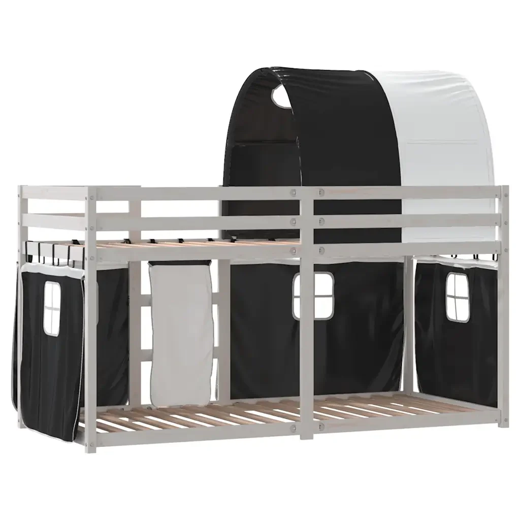 Letto singolo | Letto per adulti | Letto a Castello senza Materasso Bianco e Nero 90x200cm in Pino - Image 7